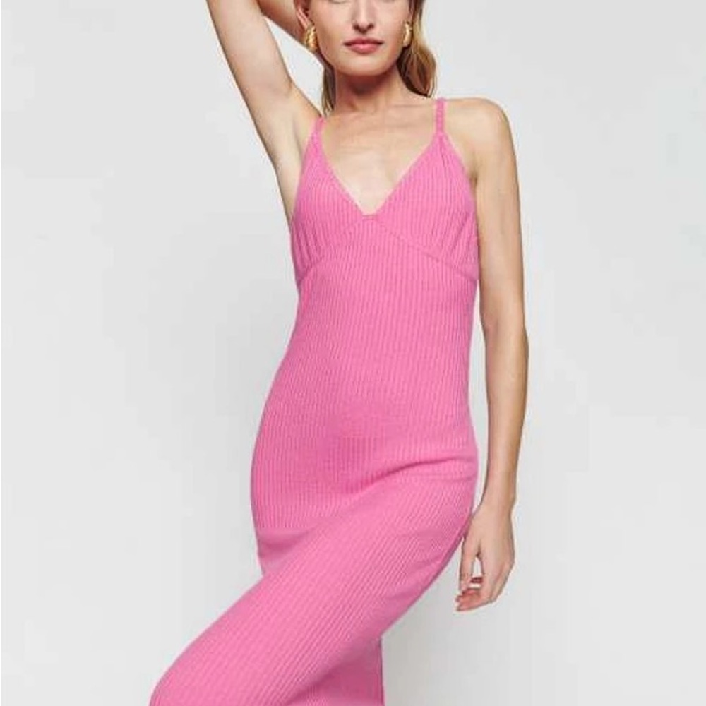 Reformation Brant Dress in Candy Pink